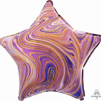 Ballon Mylar 18Po - Étoile Marblez Mauve Party Shop