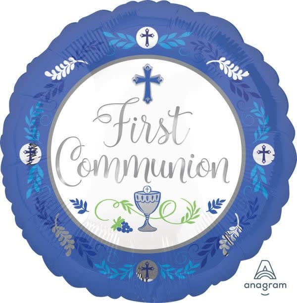 Ballon Mylar 18Po - First Communion Bleu Party Shop