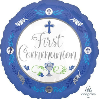 Ballon Mylar 18Po - First Communion Bleu Party Shop