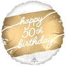 Anagram - Ballon Mylar 18Po - Happy 50Th Birthday (Blanc Et Or) - Party Shop