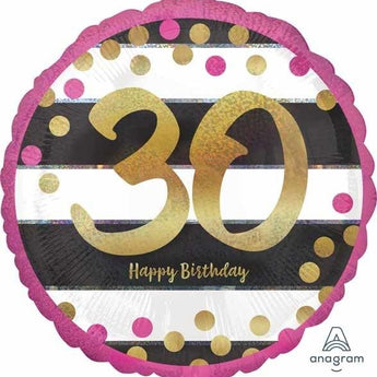 Ballon Mylar 18Po - Happy Birthday 30 Party Shop