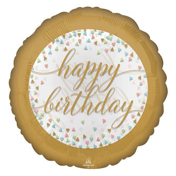 Ballon Mylar 18Po - Happy Birthday Avec Motifs Confettis Pastel Party Shop