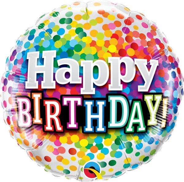 Ballon Mylar 18Po - Happy Birthday Confetti Party Shop