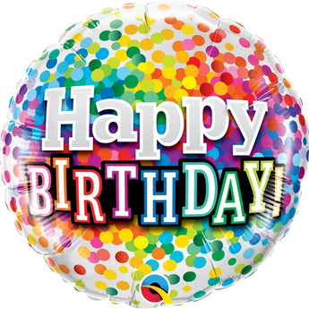 Ballon Mylar 18Po - Happy Birthday Confetti Party Shop