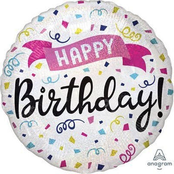 Ballon Mylar 18Po - Happy Birthday Confetti Party Shop