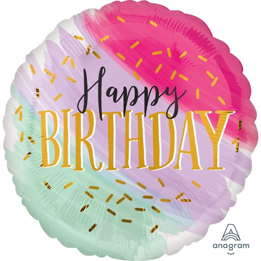 Ballon Mylar 18Po - Happy Birthday Couleurs Bonbons Party Shop