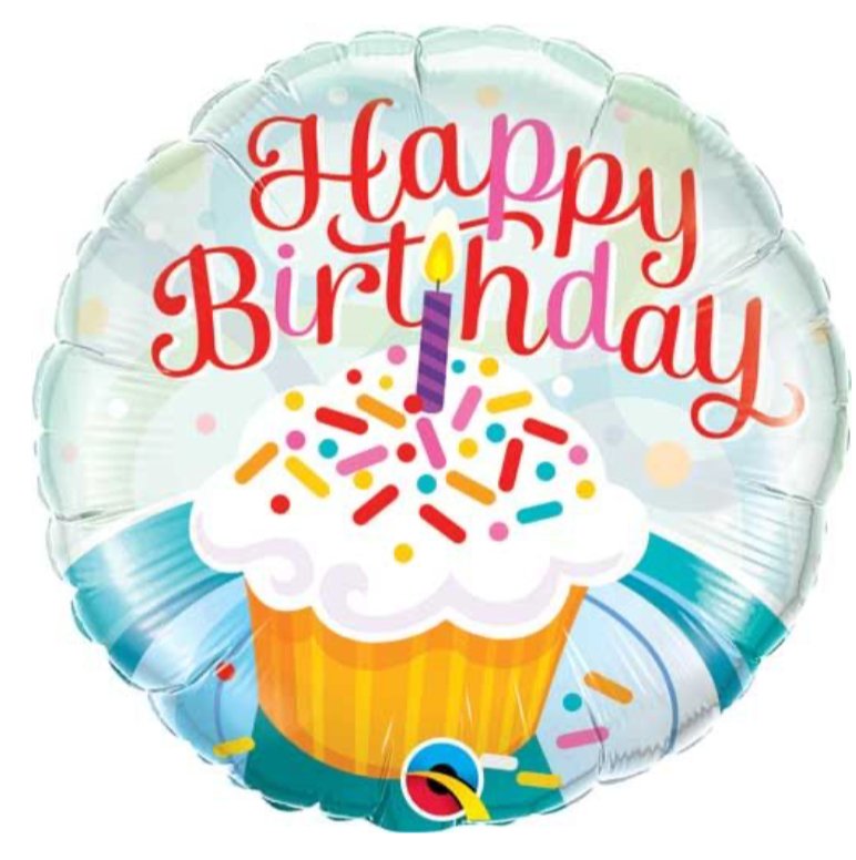 Ballon Mylar 18Po - Happy Birthday" Cupcake Party Shop