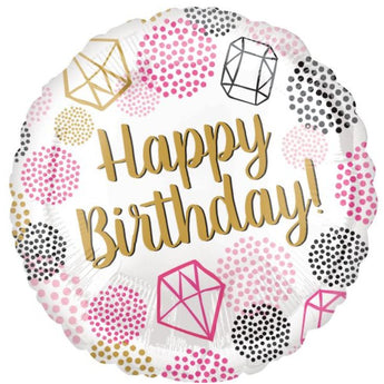 Ballon Mylar 18Po - Happy Birthday Diamond Party Shop