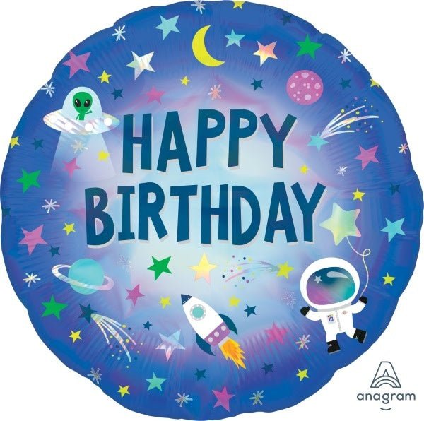 Ballon Mylar 18Po - Happy Birthday Espace - Party Shop