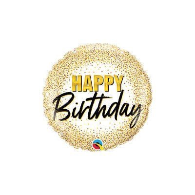 Ballon Mylar 18Po - Happy Birthday Gold Glitters Party Shop