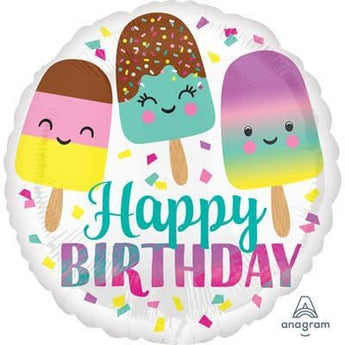 Ballon Mylar 18Po - Happy Birthday Ice Cream Party Shop