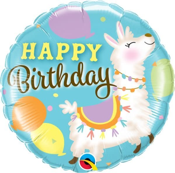 Ballon Mylar 18Po - Happy Birthday Lamas Party Shop