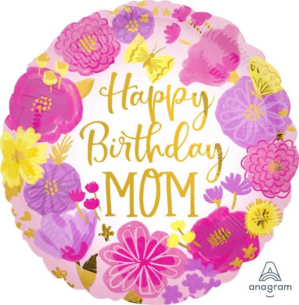 Ballon Mylar 18Po - Happy Birthday Mom Party Shop