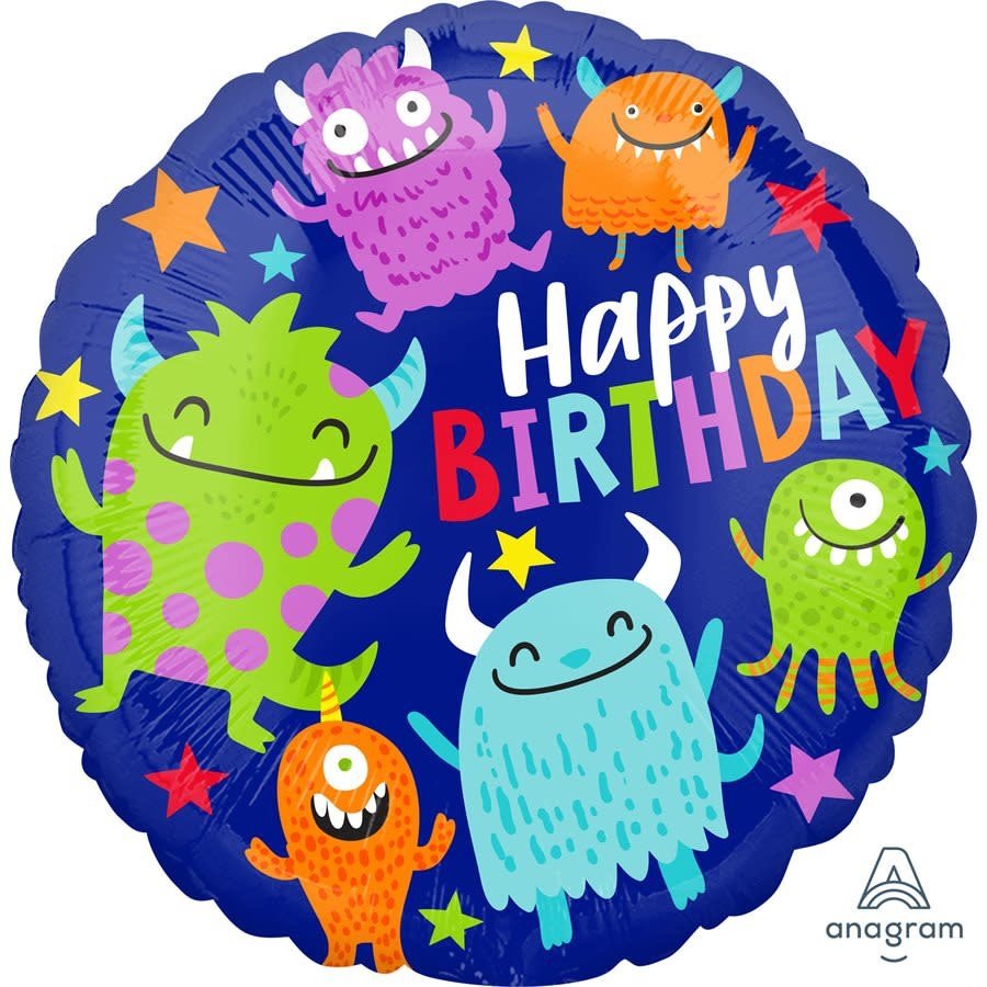 Ballon Mylar 18Po - Happy Birthday Monstre Party Shop