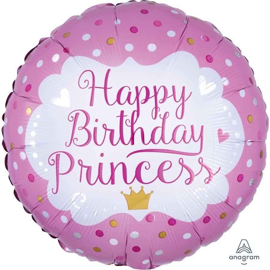 Ballon Mylar 18Po - Happy Birthday Princess Party Shop