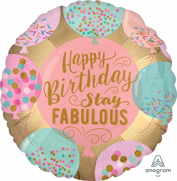 Ballon Mylar 18Po - Happy Birthday - Stay Fabulous Party Shop