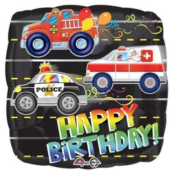 Ballon Mylar 18Po - Happy Birthday Voitures Party Shop