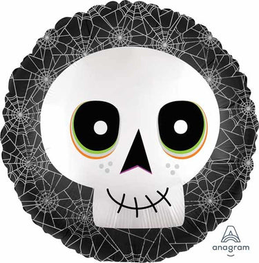 Qualatex - Ballon Mylar 18Po - Happy Halloween (Crâne Et Toiles) - Party Shop