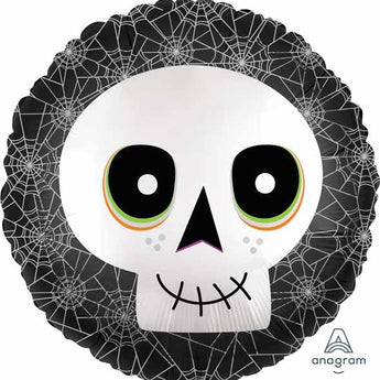 Ballon Mylar 18Po - Happy Halloween (Crâne Et Toiles) Party Shop