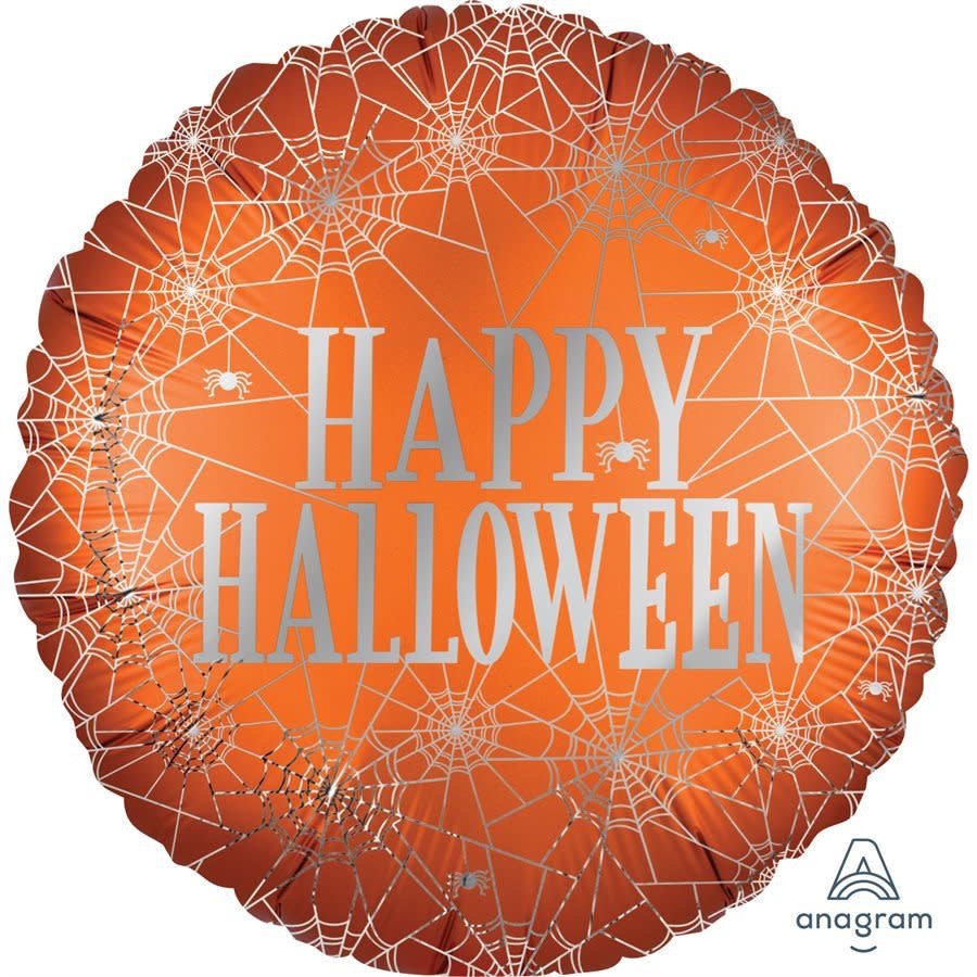 Ballon Mylar 18Po - Happy Halloween (Crâne Et Toiles) Party Shop