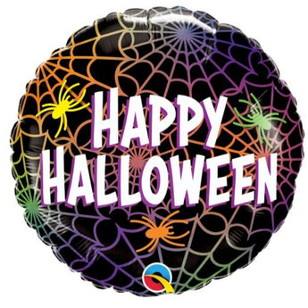 Ballon Mylar 18Po - Happy Halloween (Toile D'Araignées) Party Shop