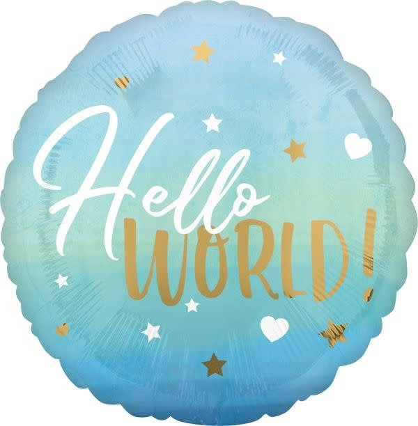 Ballon Mylar 18Po - Hello World Bleu Party Shop