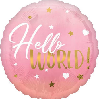 Ballon Mylar 18Po - Hello World Rose Party Shop