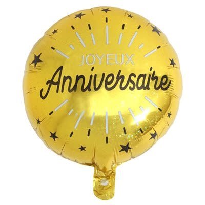 Ballon Mylar 18Po - Joyeux Anniveraire Or Party Shop