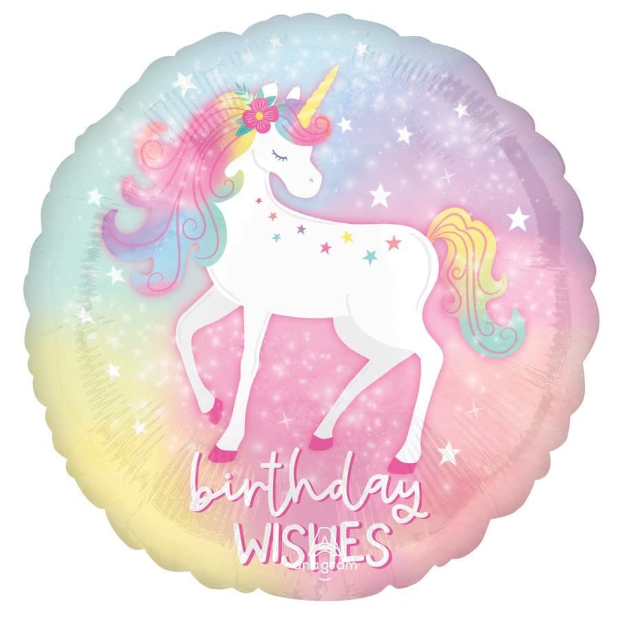 Ballon Mylar 18Po - Licorne ( Birthday Wishes) Party Shop