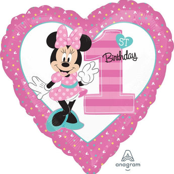 Ballon Mylar 18Po Minnie Mouse Coeur 1St Bday Party Shop