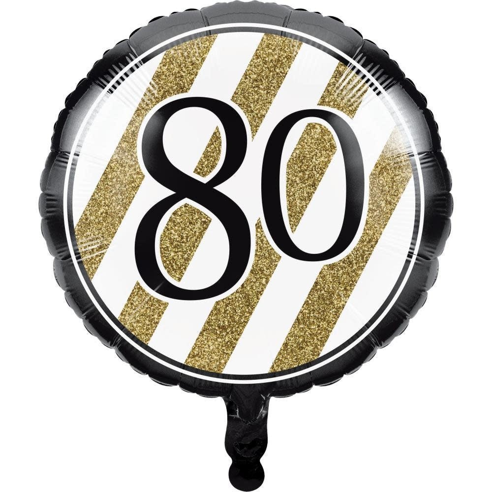 Ballon Mylar 18Po - Noir & Or 80Ans Party Shop