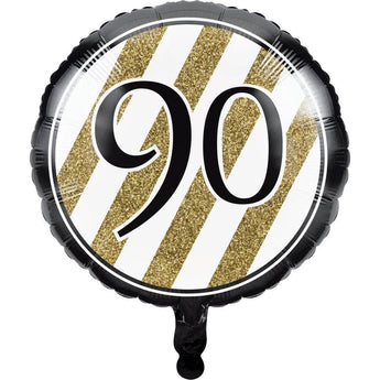 Ballon Mylar 18Po - Noir & Or 90Ans - Party Shop