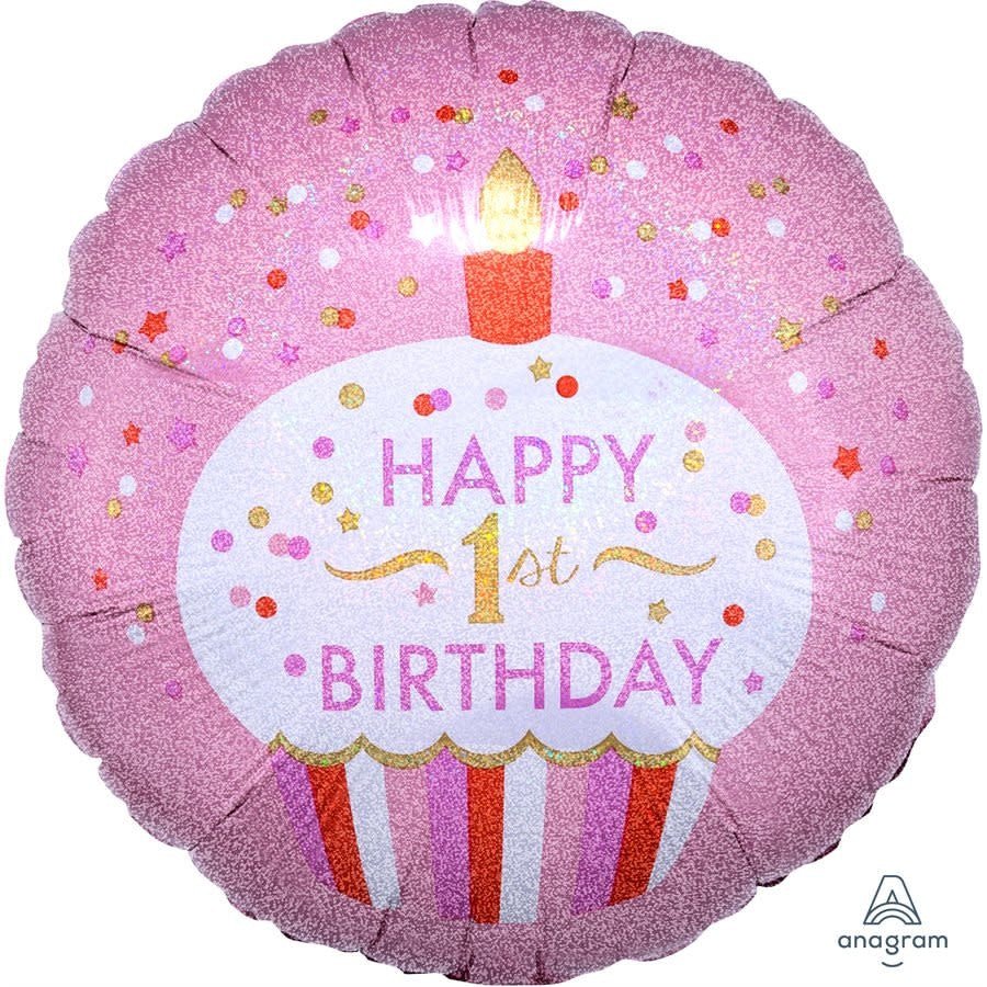 Ballon Mylar 18Po - Petit Gateau Rose 1 An Party Shop