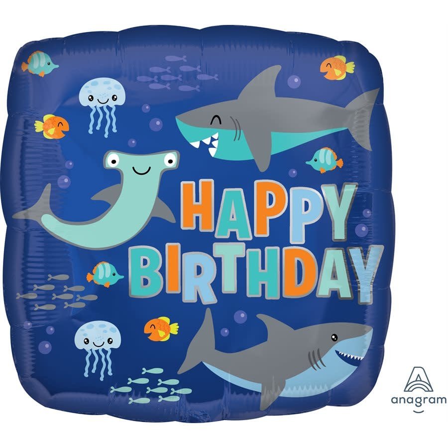 Ballon Mylar 18Po - Requin (Happy Birthday) Party Shop