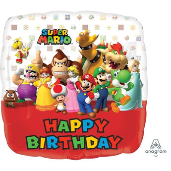 Ballon Mylar 18Po - Super Mario - Happy Birthday Party Shop