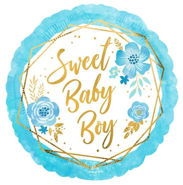 Ballon Mylar 18Po - Sweet Baby Boy Floral Party Shop