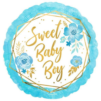 Ballon Mylar 18Po - Sweet Baby Boy Floral Party Shop