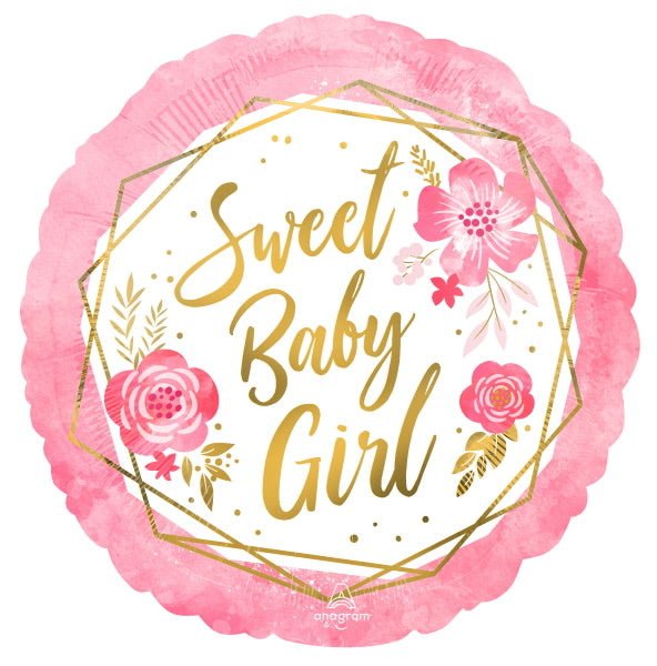 Ballon Mylar 18Po - Sweet Baby Girl Floral Party Shop