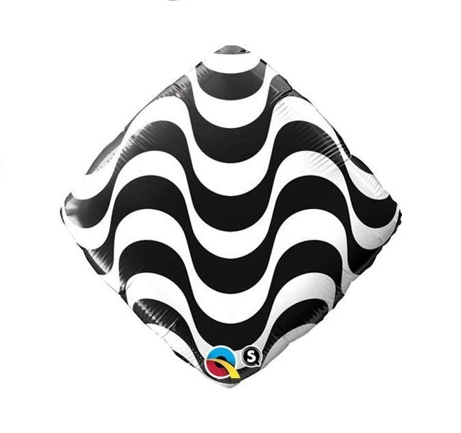 Ballon Mylar 18Po Vagues Blanc Et Noir Party Shop