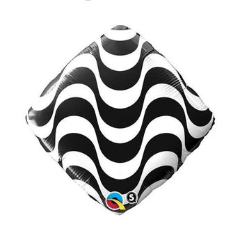 Ballon Mylar 18Po Vagues Blanc Et Noir Party Shop