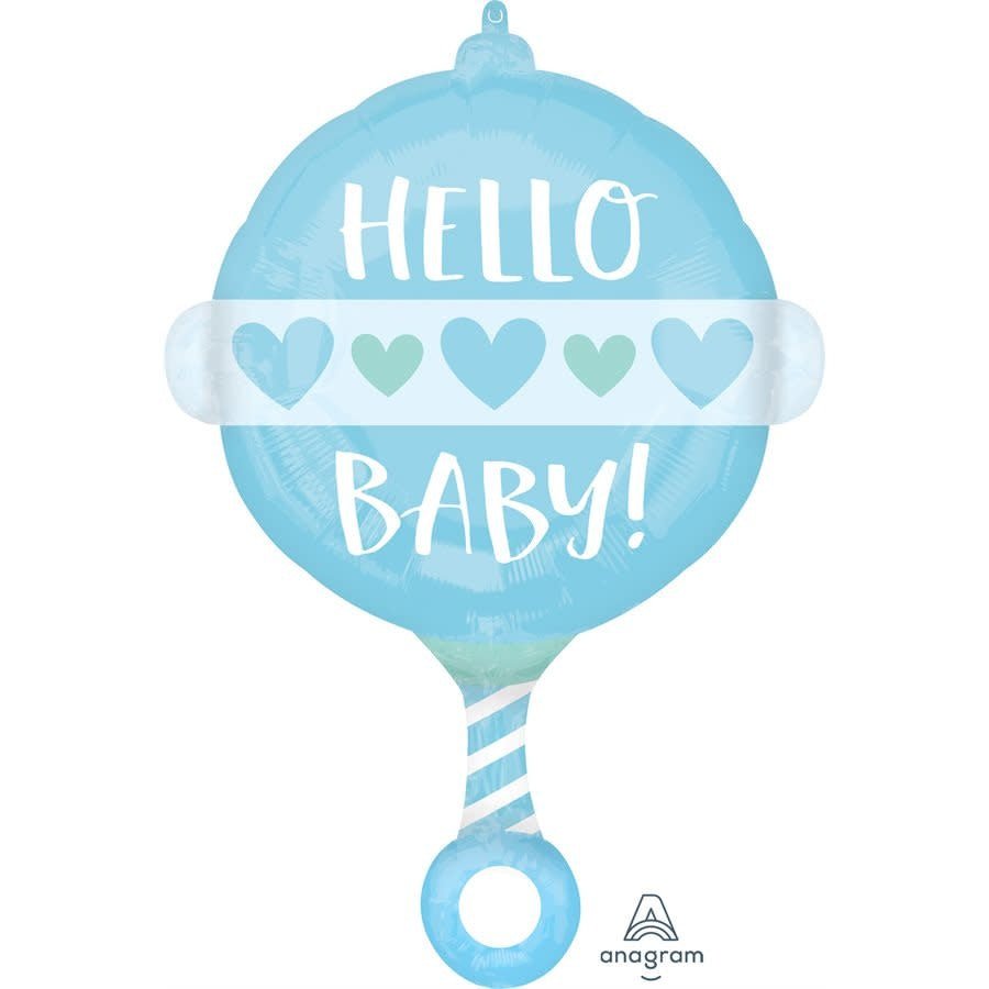 Ballon Mylar 24Po - Hochet Bleu (Hello Baby) Party Shop