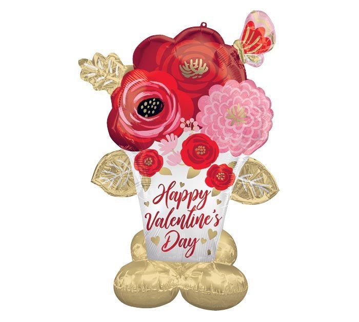 Ballon Mylar Airloonz - Bouquet De Fleurs (Happy Valentine'S Day) Party Shop