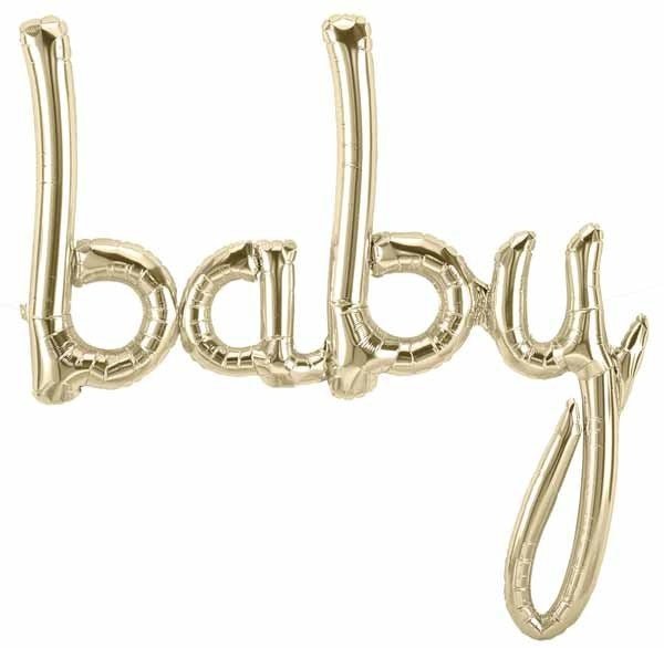 Ballon Mylar Baby (31X34 Po) - Or Blanc Party Shop