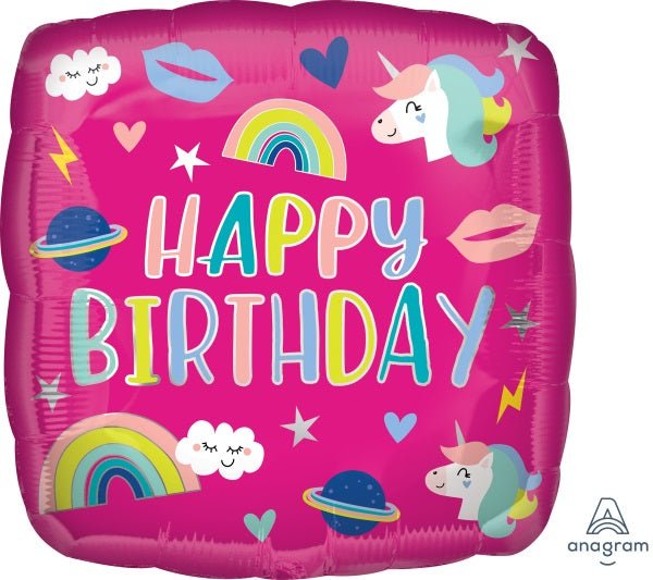 Ballon Mylar Carre 18Po - Happy Birthday Party Shop