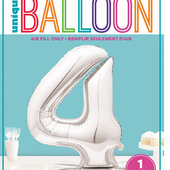 Ballon Mylar Centre De Table - Chiffre 4 Argent Party Shop