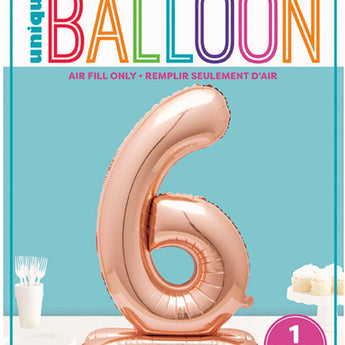 Ballon Mylar Centre De Table - Chiffre 6 Rosegold Party Shop