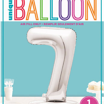 Ballon Mylar Centre De Table - Chiffre 7 Argent Party Shop