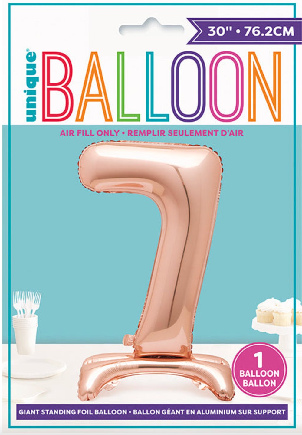 Ballon Mylar Centre De Table - Chiffre 7 Rosegold Party Shop