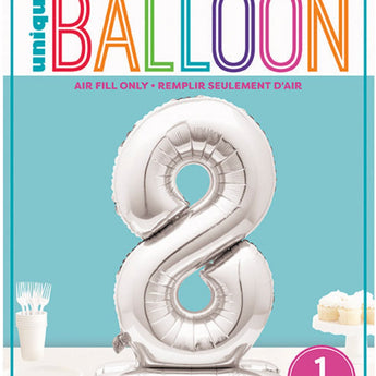Ballon Mylar Centre De Table - Chiffre 8 Argent Party Shop