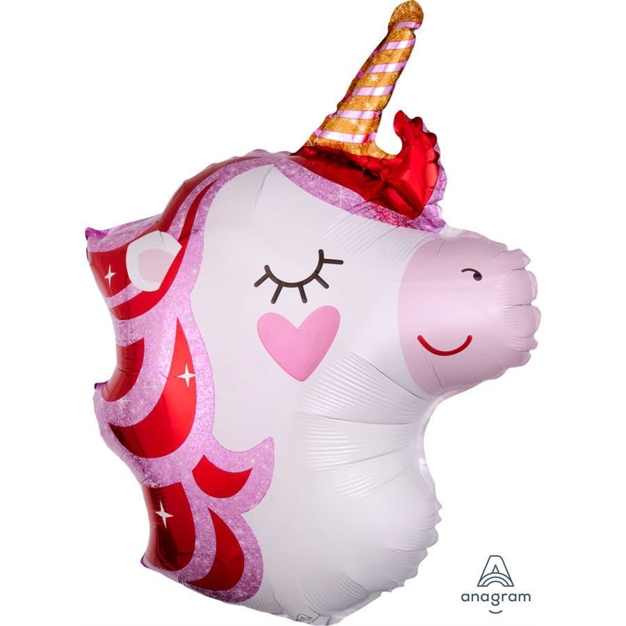 Ballon Mylar Jr Shape - Tête De Licorne Rose Et Or Party Shop